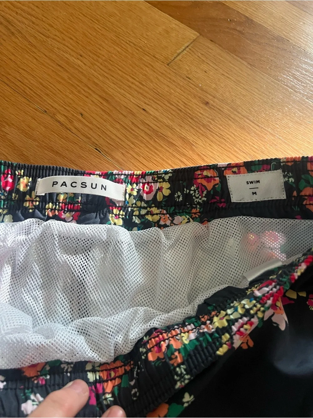 PacSun men's black floral print swim trunks